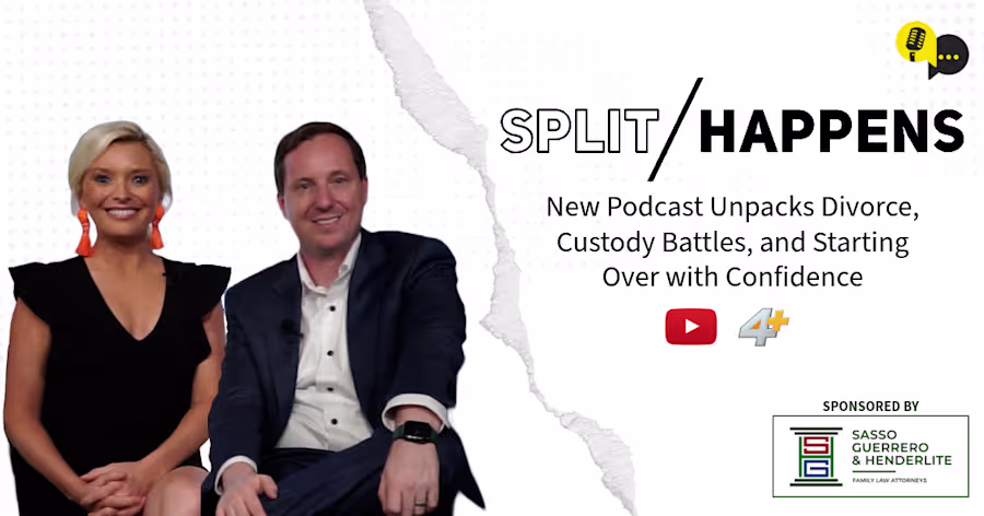 Introducing "Split Happens", a podcast about divorce hosted by family law attorney Jay Henderlite (of Sasso, Guerrero, & Henderlite) and meteorologist Katie Garner of News4Jax. Sasso, Guerrero, & Henderlite are experienced family lawyers serving Jacksonville, Florida with decades of combined experience in cases of divorce, child custody, child support, and more.